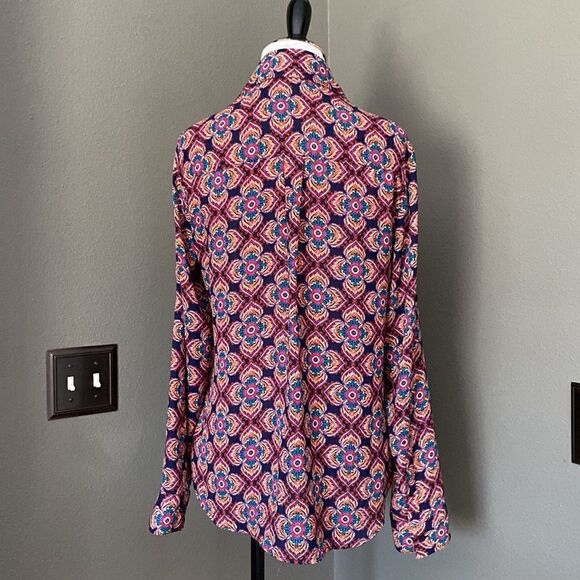 Express The Portofino Long Sleeve Button Down Blouse Floral - Picture 8 of 12